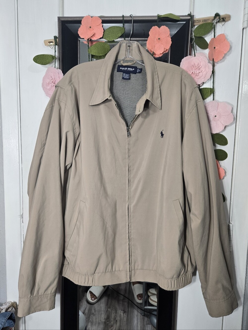 Vintage 90s Polo Golf Ralph Lauren Bi Swing Jacket Mens XL Tan Bomber - Picture 2 of 9